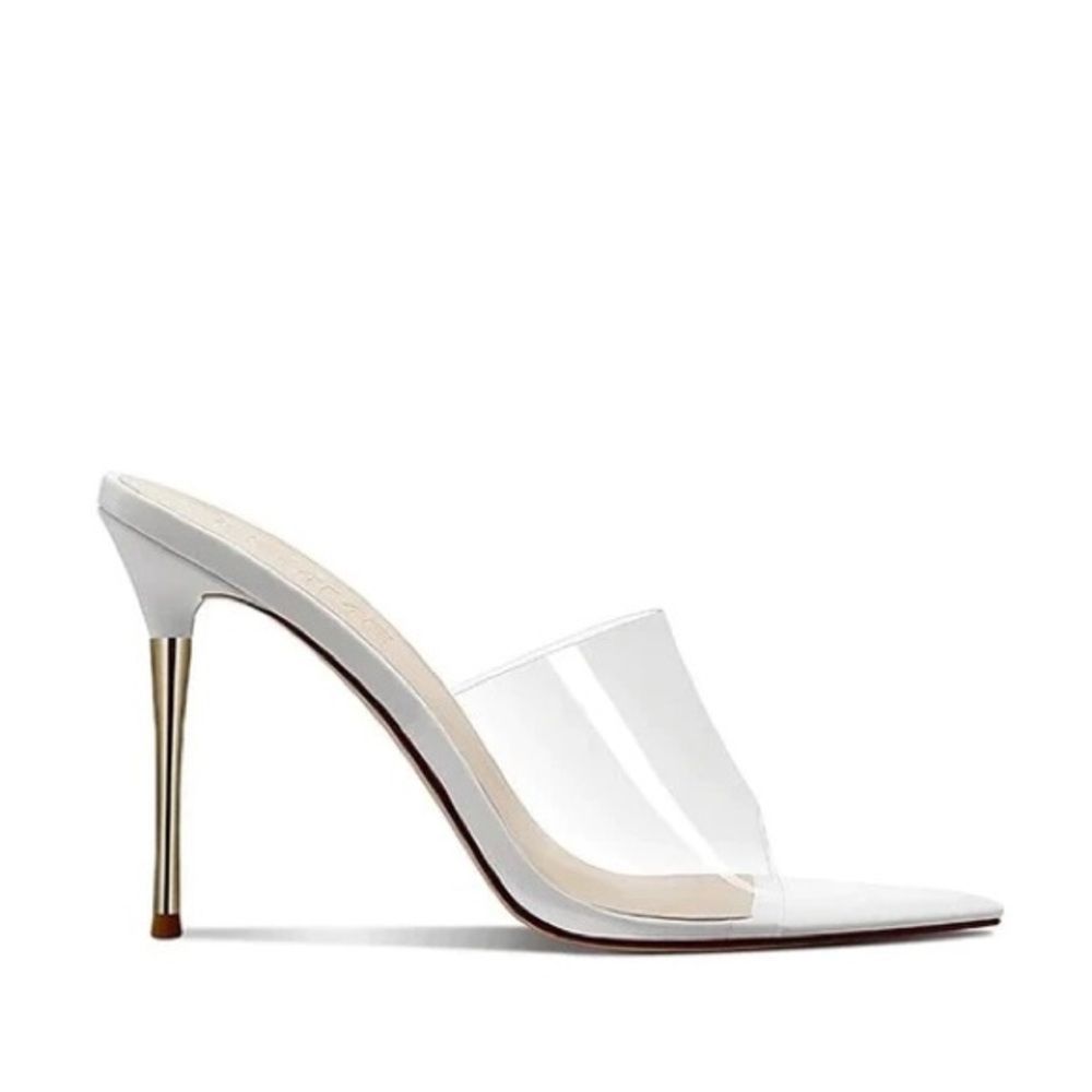FEMME LA Gigi White & PVC Mules Sandals